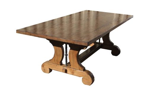 Custom Made Lourdes Trestle Dining Table In Reclaimed Wood