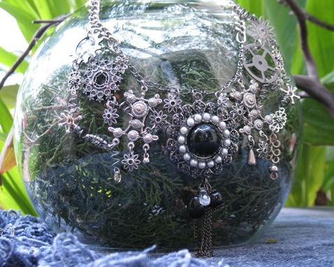 Custom Made Jewelry: Steampunk Necklace: Mechanical Lacework In Silver Tones