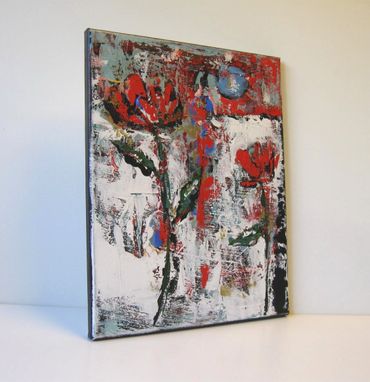 Custom Made Original Art Still Life Abstract Flower Painting In Red