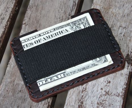 Custom Made Handmade Leather Parvus Wallet Bison Ol'red Folklore W/ Money Band