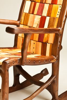 Custom Made Walnut Rope And Block Rocking Chair