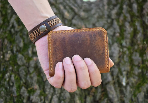 Custom Made Leather Bifold Wallet, Minimalist Leather Wallet, Mens Slim Wallet, Mens Wallet