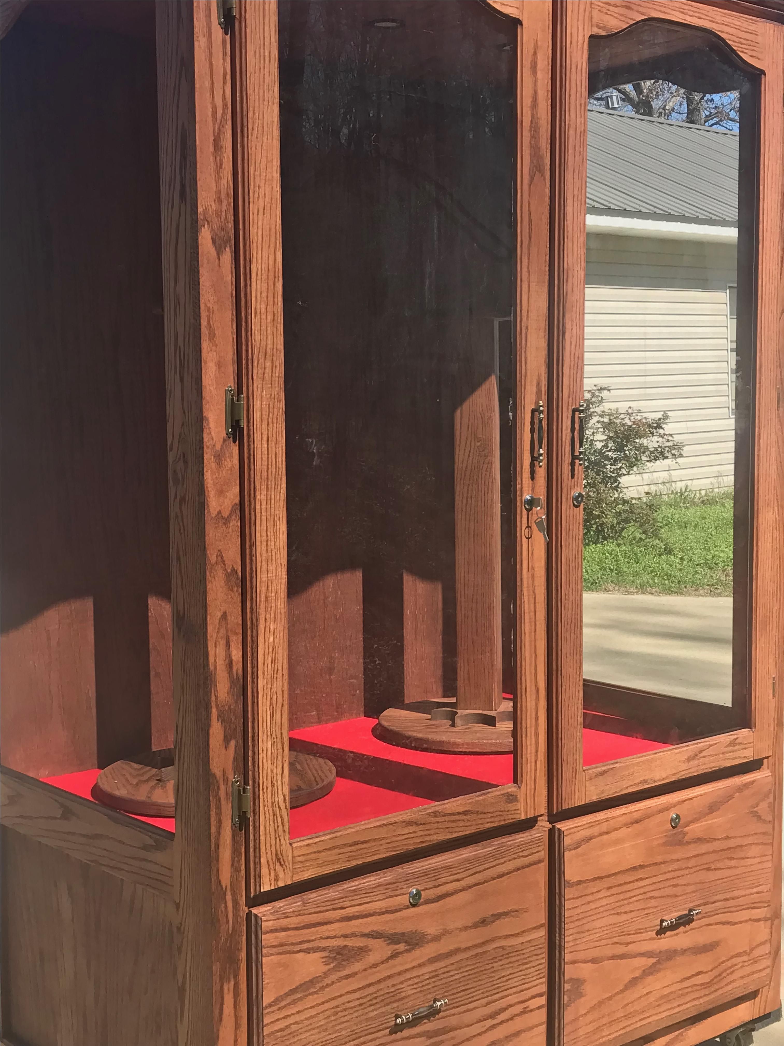 Hand Made Solid Red Oak Display Gun Cabinet By Bear Creek