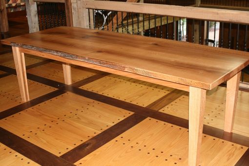 Custom Made Live Edge Quartersawn Red Oak Slab Dining Table