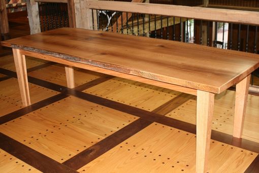 Custom Live Edge Quartersawn Red Oak Slab Dining Table by 