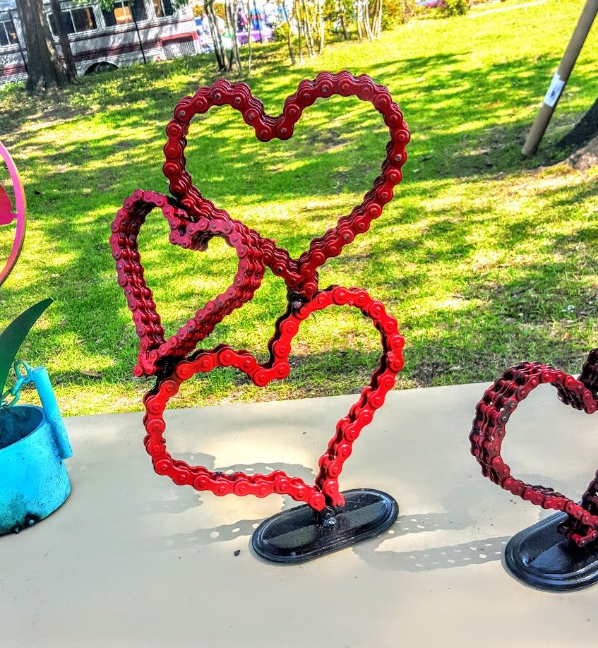 Custom Made Bicycle Chain Art Heart Sculpture By Raymond Guest by Metal ...
