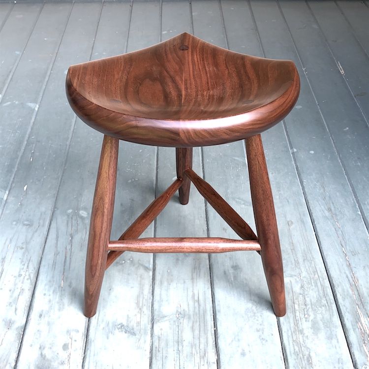 Custom Made Garny Guitar Stool Walnut Tripod Stool Large by GARNY