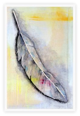 Custom Made Feather In White - Giant Feather Poster Print