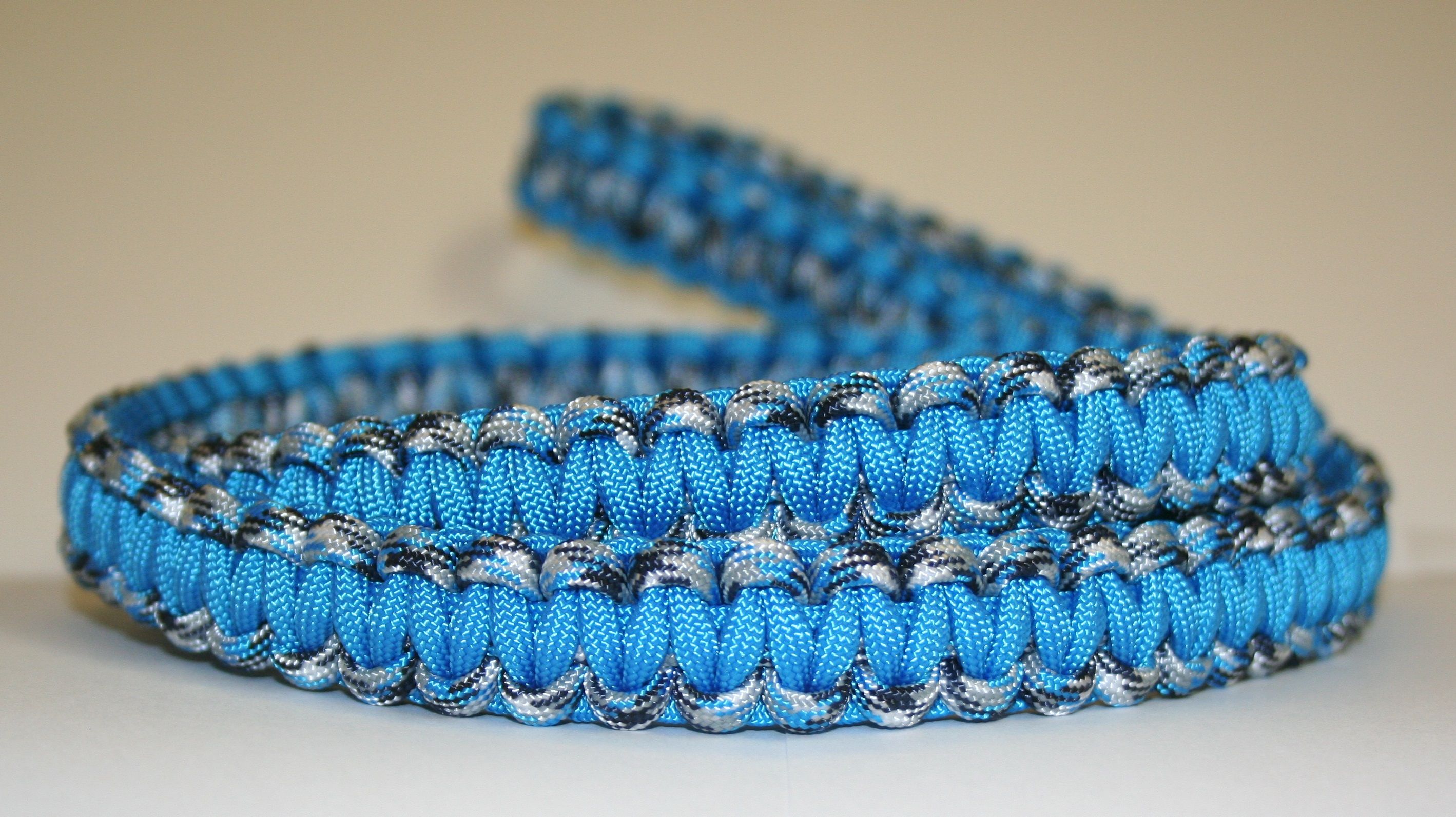 Buy Custom Made 4 Ft Blue & Blue Camo Paracord Leash, made to order from Chaotic Cords4u
