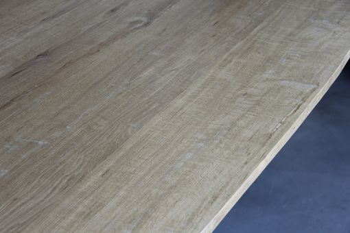 Custom Made Parabola-Shaped Oak Table With Ebonized Base