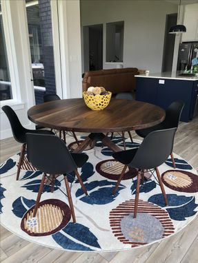 Custom Made Custom Modern Round Walnut Dining Table