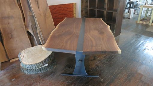 Custom Made Book Matched Walnut And Steel Dining Table