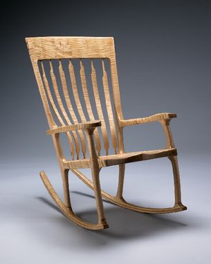 Custom Made Curly Maple Sculpted Rocking Chair