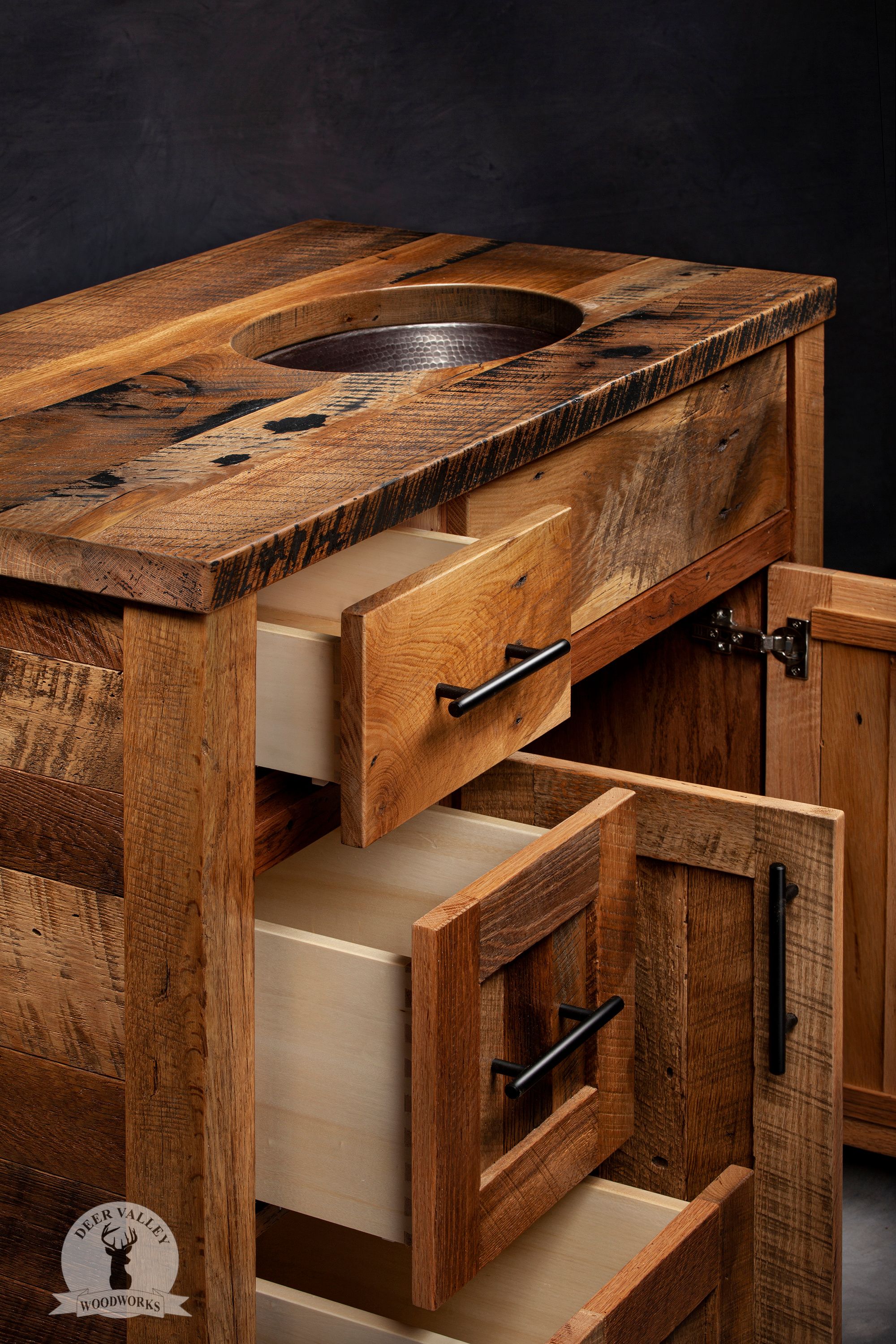 Buy Custom Rustic Barnwood Vanity, made to order from Deer Valley