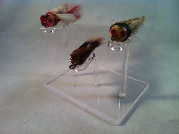 Hand Crafted Triple Fly Rod Lure Display Stand by Custom Display Stands ~  Hooked On a Hobby