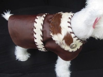 Custom Made Western Leather And Hair-On Cowhide Dog Clothes