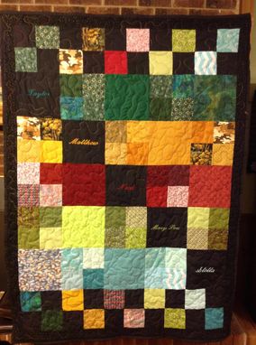 Custom Made Custom Embroidered / Personalized Birthstone Patchwork Quilt