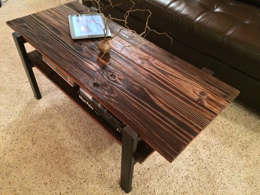 Custom Made Barn Wood Coffee Table With Magazine Shelf