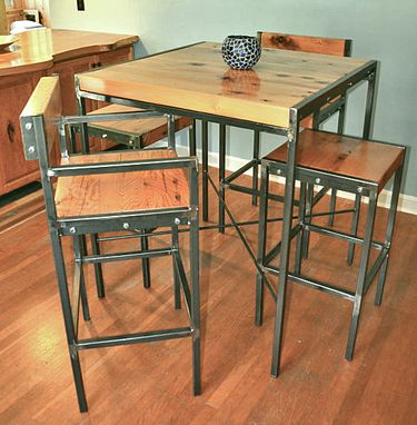 Custom Made Urban Industrial Bistro/Pub Dining Table With 4 Stools