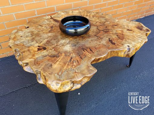 Custom Made Coffee Table- Live Edge- Oyster Shape- Tree Stump- Industrial- Modern- Natural Wood- Round Table