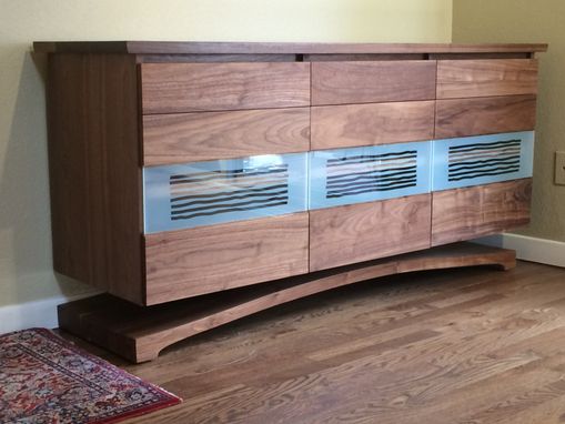 Custom Made Walnut Glass Door Buffet