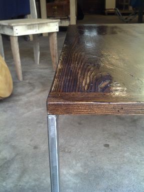 Custom Made Coffee Table Of Reclaimed Wood And Brushed Alloy Steel