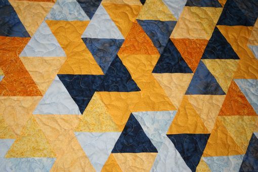 Custom Made Quilt - Yellow And Blue Flags