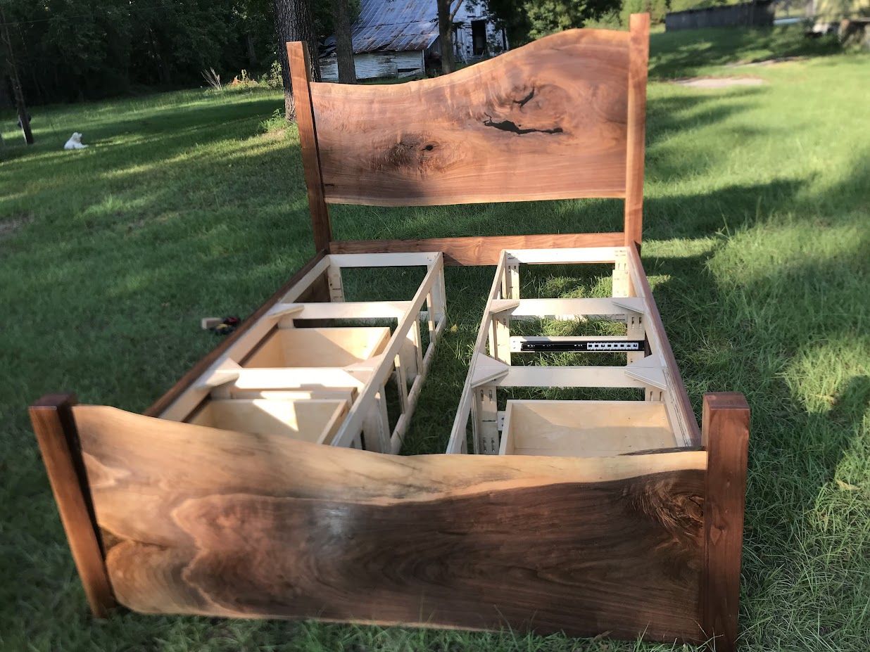 Handmade Live Edge Storage Bed by TravLock custom furniture