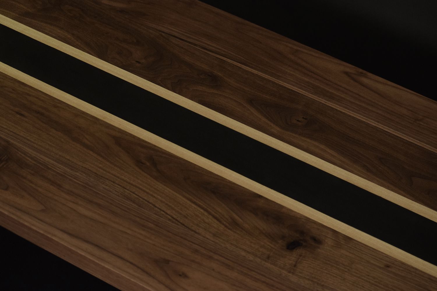 Custom Walnut/Steel Stripe Coffee Table by Surfridge Design