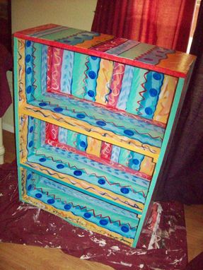 Custom Made Bookcase Handpainted Multicolored 4 Shelves