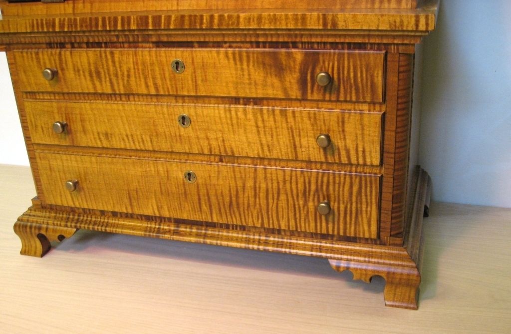 Hand Made Childs Tiger Maple Secretary Desk By Dellabrook Hand Made Childs Tiger Maple Secretary Desk By Dellabrook Woodworking Restoration Custommade
