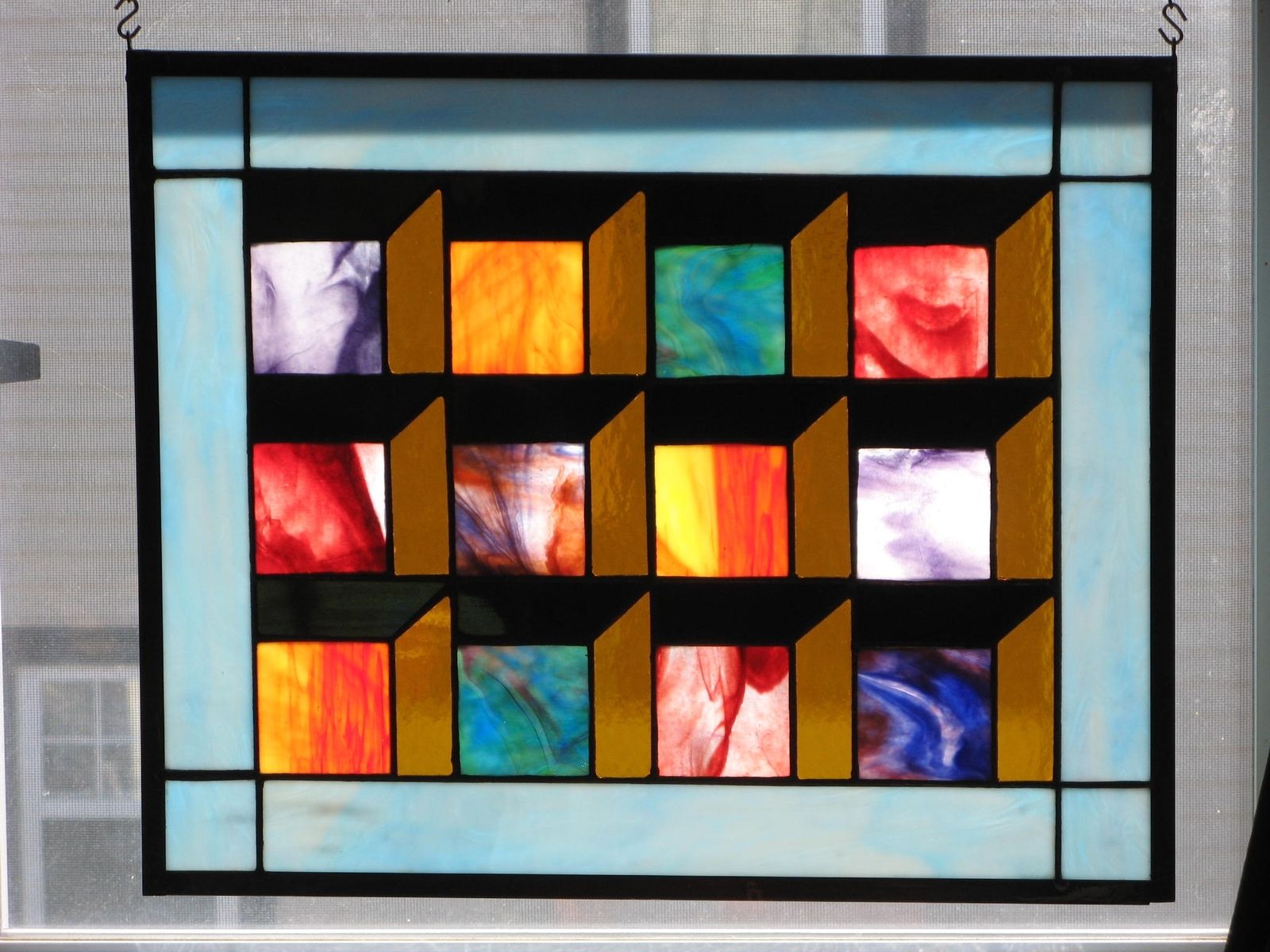 Hand Crafted Optical Illusion Stained Glass Quilt Panel by Glass Monkey