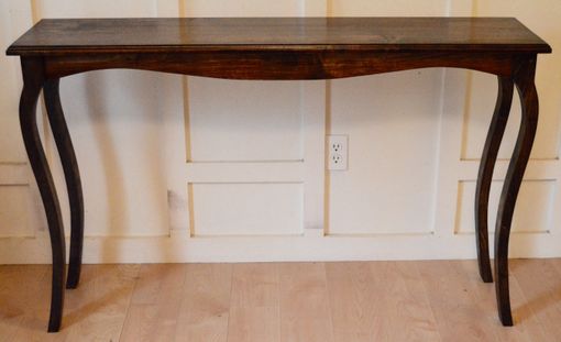 Custom Made Solid Maple Stained Cabrio Console Table With Curved Legs