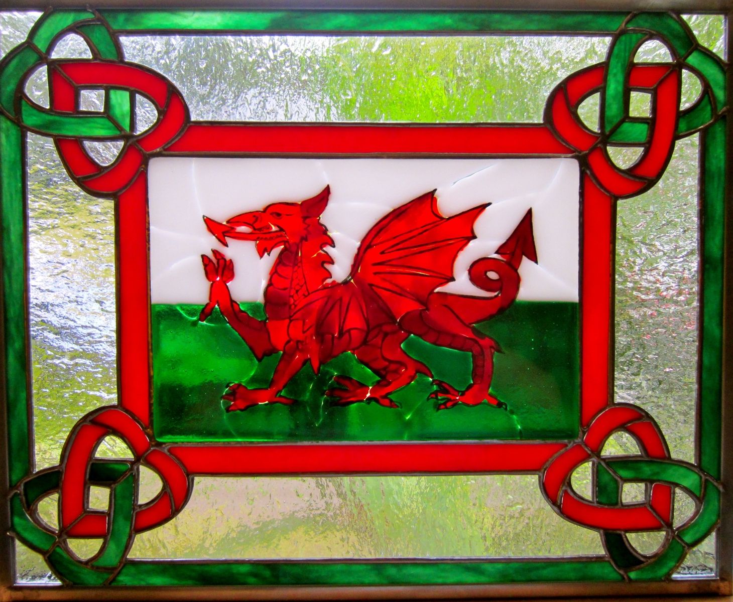 Hand Crafted Fused Glass And Stained Glass Panel Cymru Am Byth (Wales