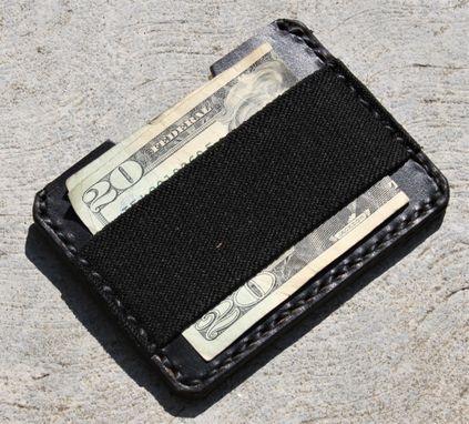 Custom Made Handmade Leather Parvus Wallet Black Chromexcel Black W/ Money Band