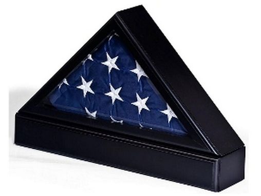 Custom Made Flag Case With Base For Tabletop Or Wall Mounting - Black