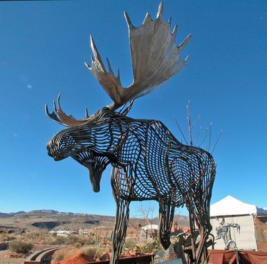 Custom Made Large Moose In Contour Lines, Fabricated Metal Sculpture