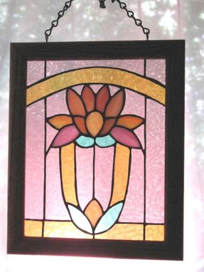 Custom Made Art Deco Lily Stained Glass Window
