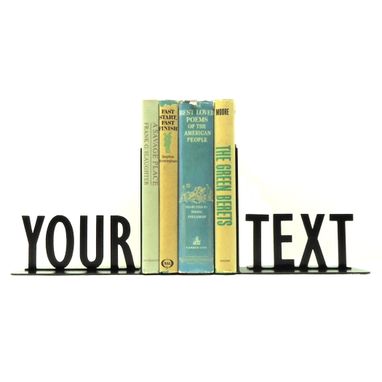 Custom Made Personalized Text Metal Art Bookends
