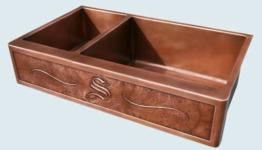 Custom Made Copper Sink With Planished Repousse "S" Apron