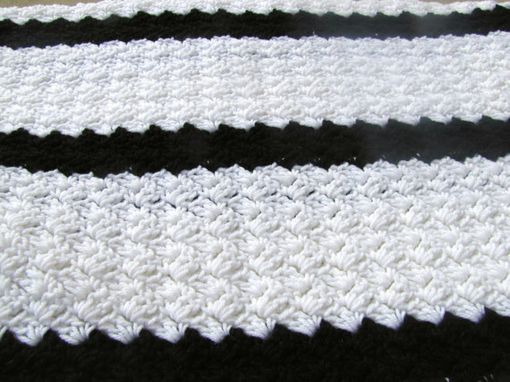 Custom Made Adult Size 70x54 Crochet Blanket In Black And White Stripes - Ships Fast & Free