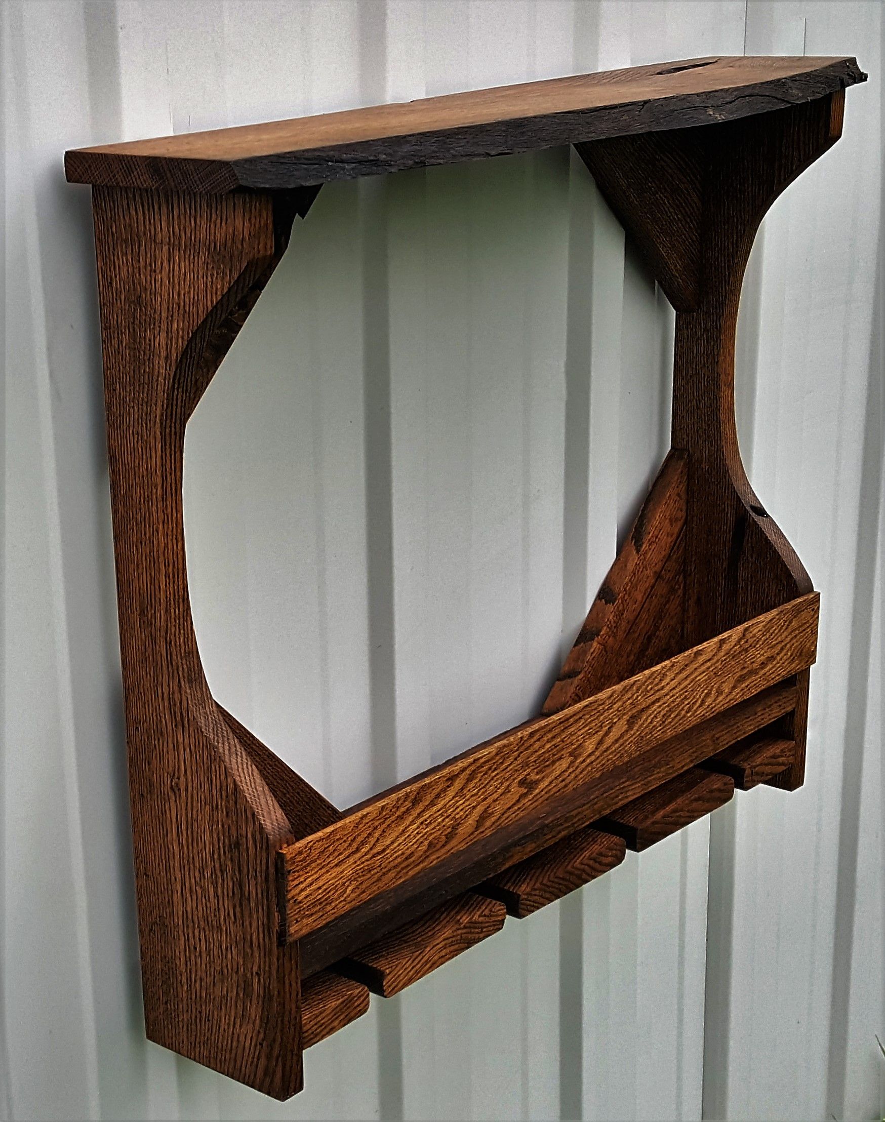 Buy Hand Crafted Rustic Live Edge Red Oak 5 Bottle 4 Glass Wine Rack