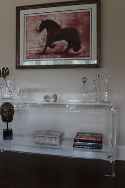 Custom Made Lucite / Acrylic Console Table With Shelf - Button Line- Hand Crafted, Custom Sizing Welcome