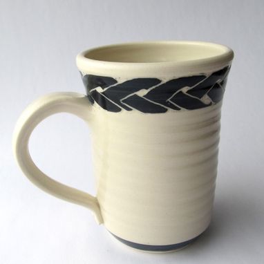 Custom Made Handmade Stoneware Mug With Celtic Knot In Black And White