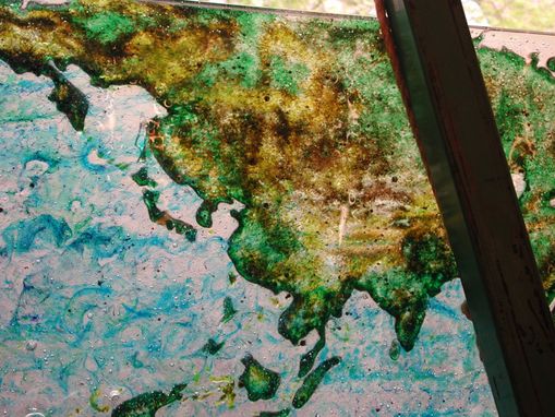 Custom Made Cast Glass World Map With Topography