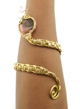 Custom Made Agate, Kundalini Serpent, Wire Weave Bracelet, Gold Wire