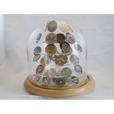 Custom Made Glass Dome Coin Display, Large Challenged Coin Display