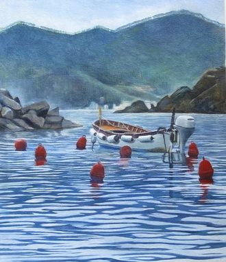 Custom Made Monica's Wooden Boat (Cinque Terre) Oil Painting Unstretched - Limited Edition Canvas Print