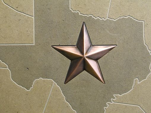 Custom Made Limestone Texas Mosaic Tile With Inset Copper Plated Metal Star