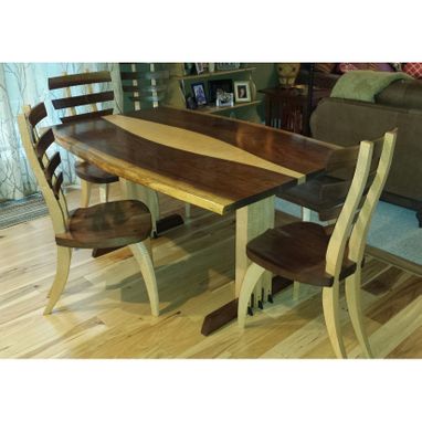 Custom Made Custom Walnut And Curly Maple Live Edge Dining Table